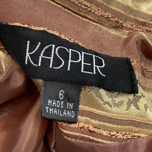 Kasper Striped Button Down Blazer Jacket Size 6 Collared long Sleeve Lined‎ - Picture 4 of 13